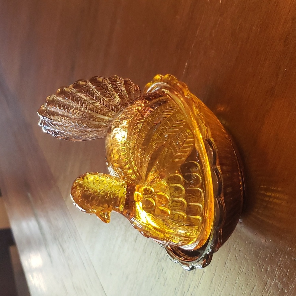 Indiana Glass Amber Nesting Turkey - Picture 2 of 12